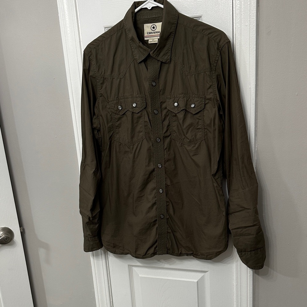 Converse Men's Olive Casual Shirt long sleeve